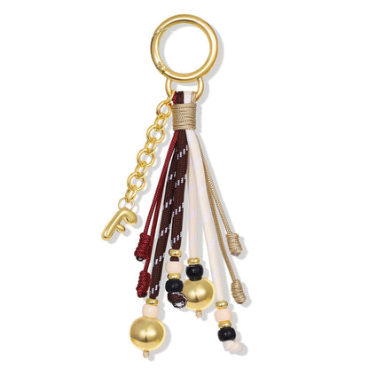 Initial Bag Charm Colorful Rope Puffy Letter Purse Keychain