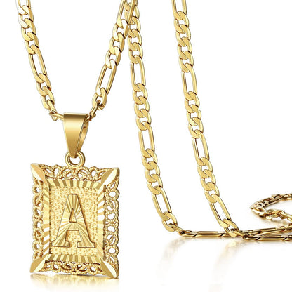 14k Gold Plated Initial Letter Pendant Necklace for Men Women