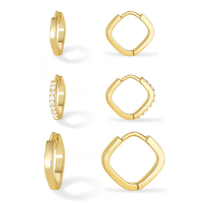 Gold Plated Huggie Earrings Set