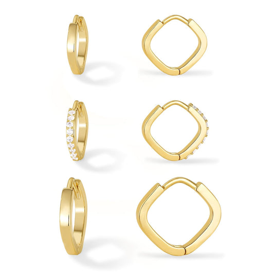 Gold Plated Huggie Earrings Set