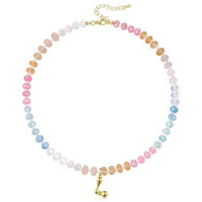 Colorful Beaded Bubble Letter Initial Necklace