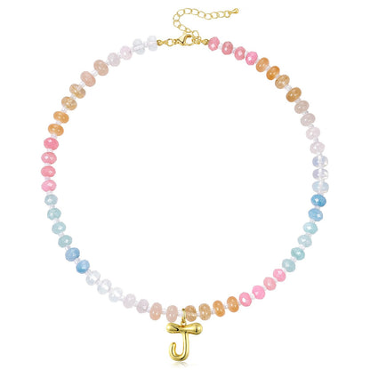 Colorful Beaded Bubble Letter Initial Necklace