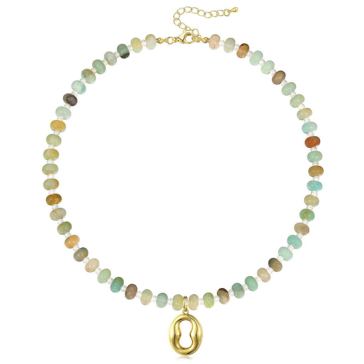 Colorful Beaded Bubble Letter Initial Necklace