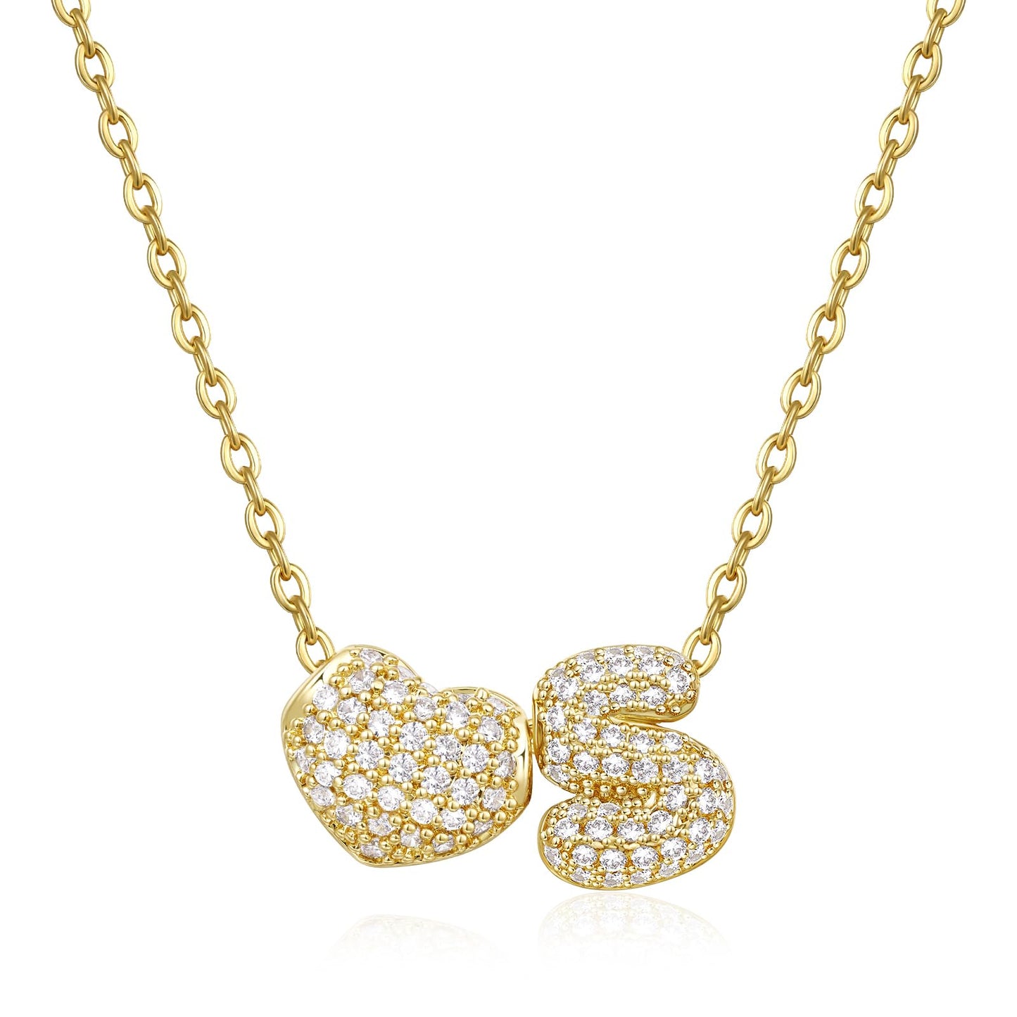 Bubble Heart Initial Necklaces
