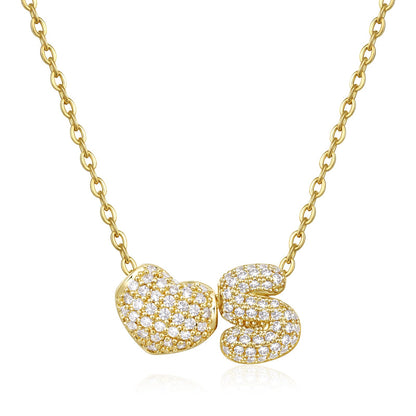 Bubble Heart Initial Necklaces