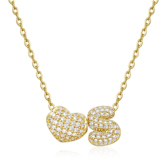 Bubble Heart Initial Necklaces