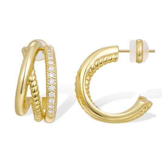 C Shape Wrap Hoops Earrings