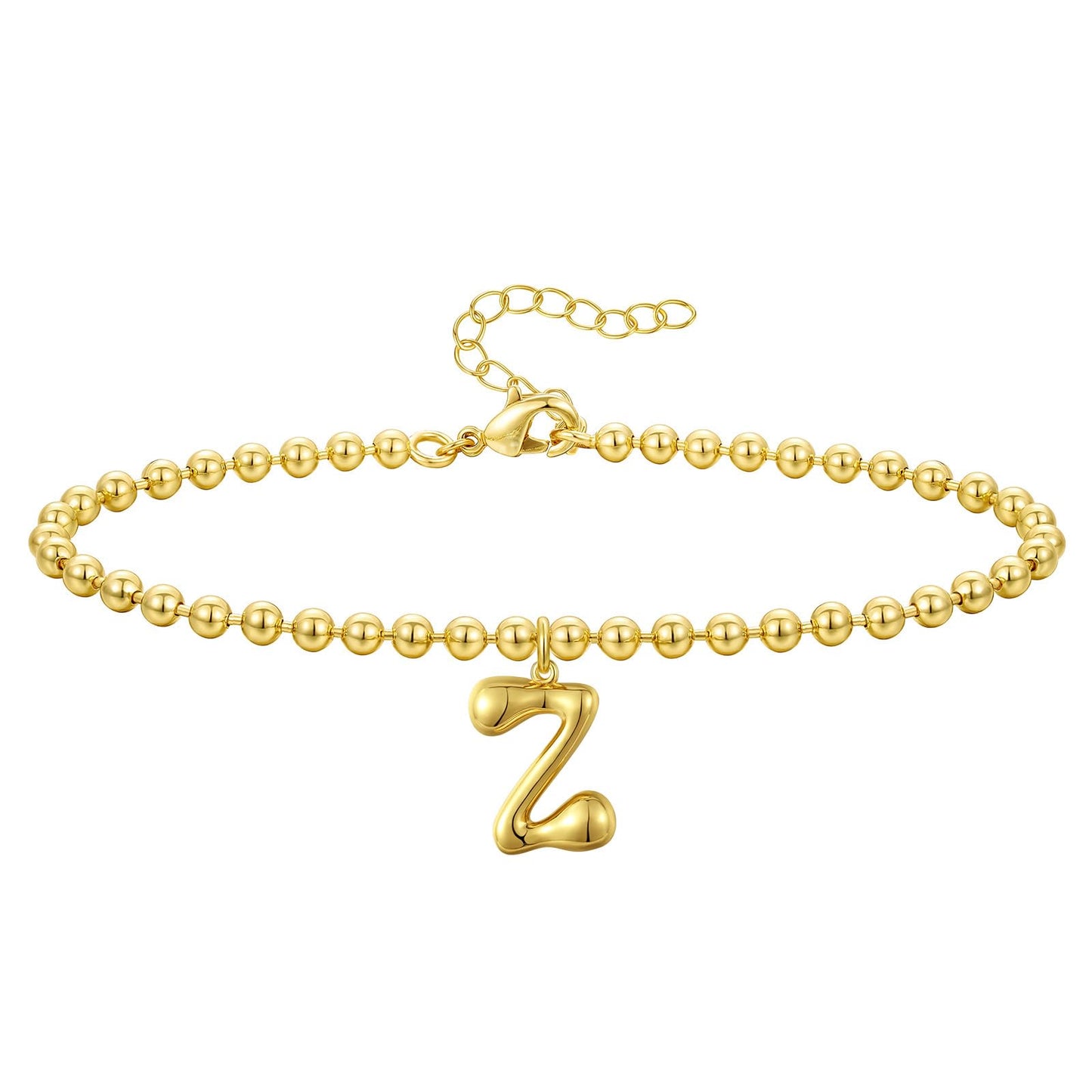 Gold Plated Beaded Initial Bracelets
