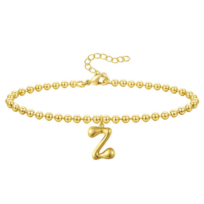 Gold Plated Beaded Initial Bracelets