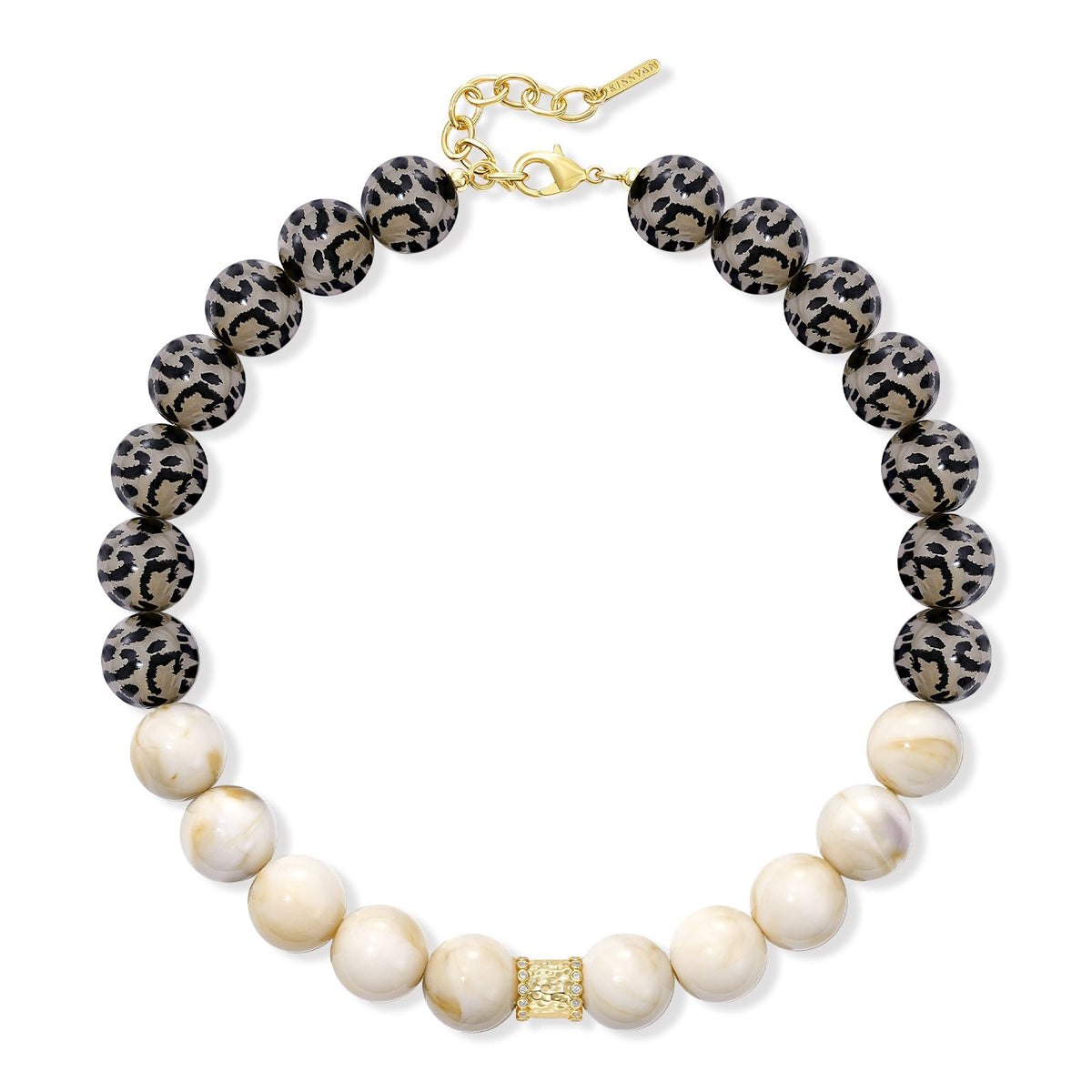 Leopard Print Resin Beaded Necklace