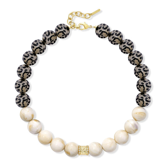 Leopard Print Resin Beaded Necklace