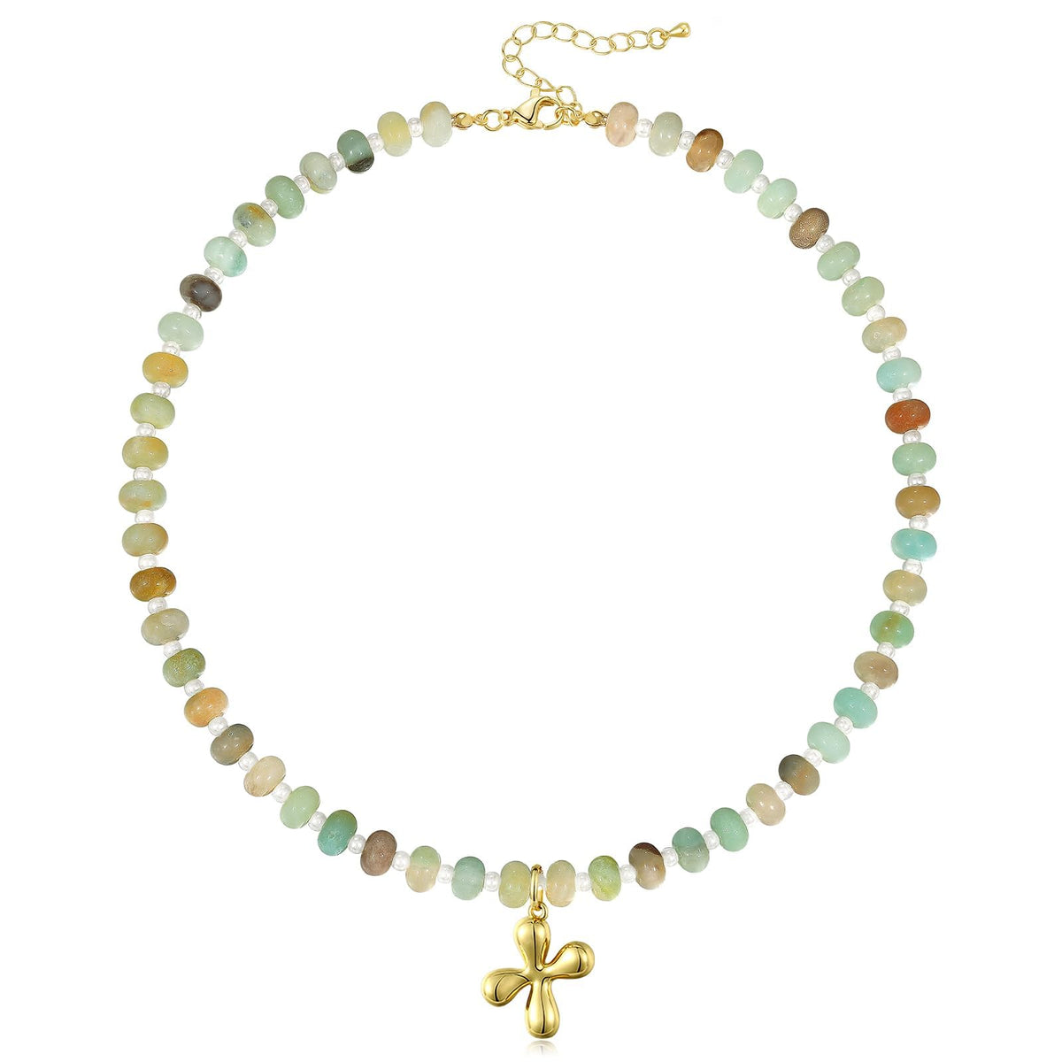 Colorful Beaded Bubble Letter Initial Necklace