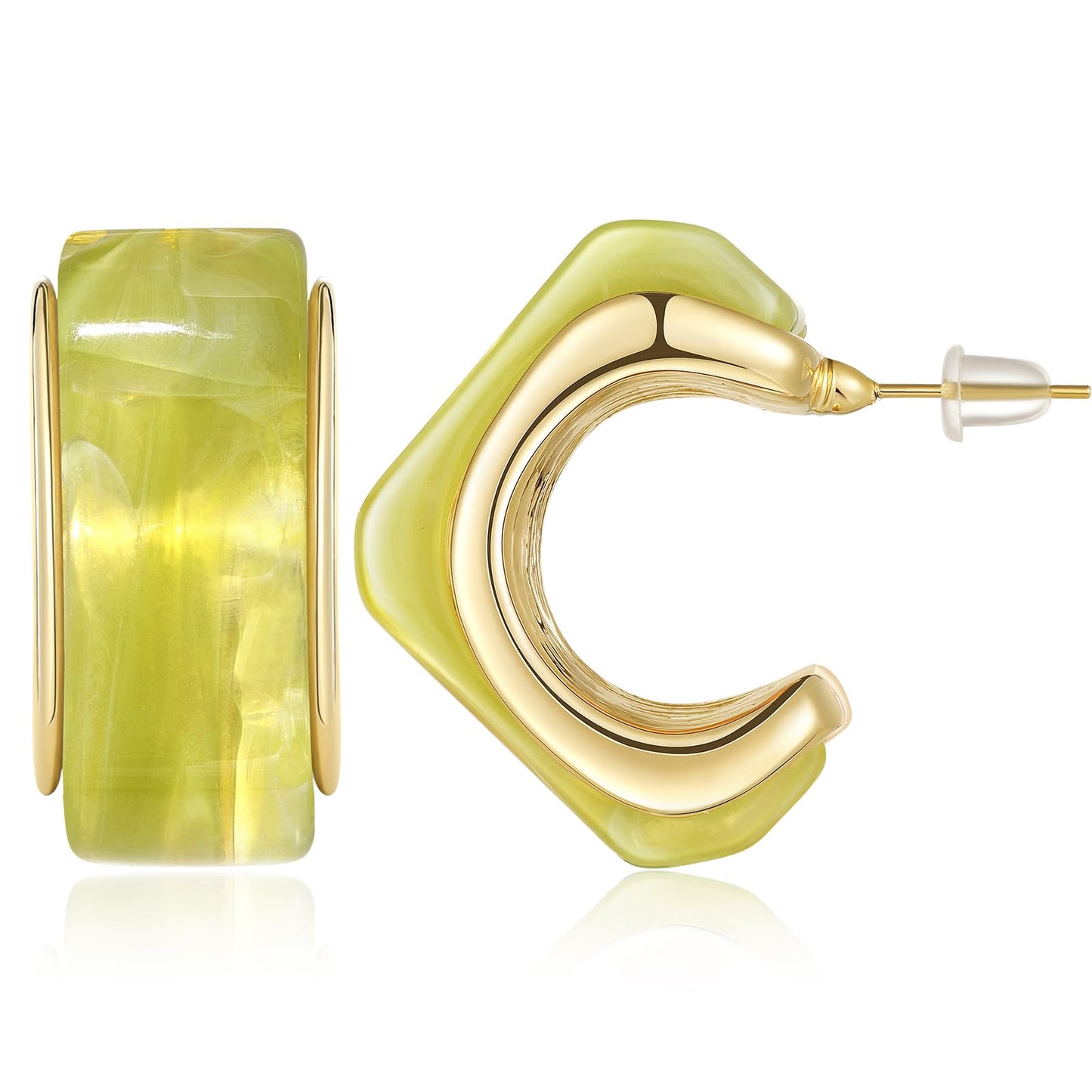 Acrylic Drop Earrings for Women, Chunky Resin Hoop