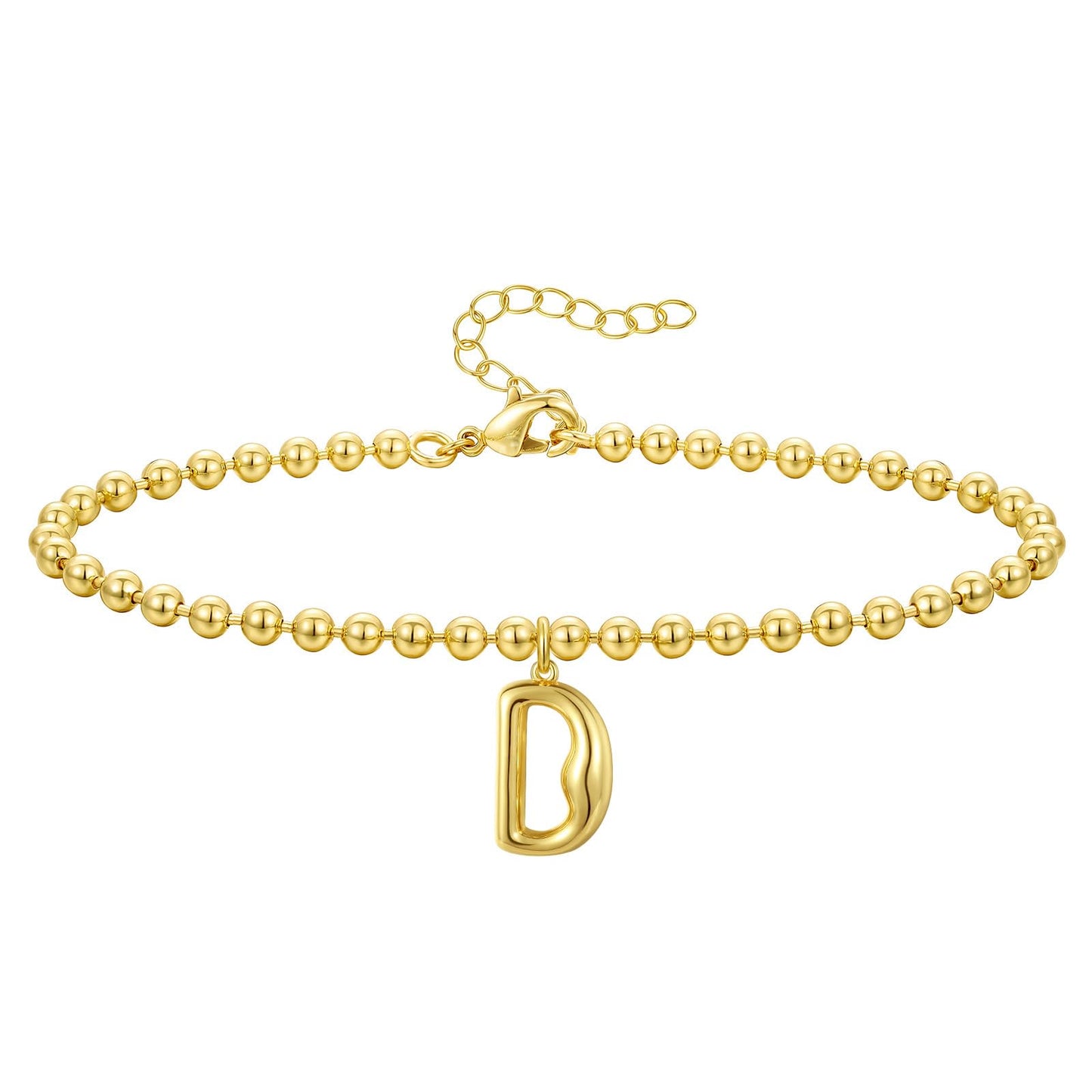 Gold Plated Beaded Initial Bracelets