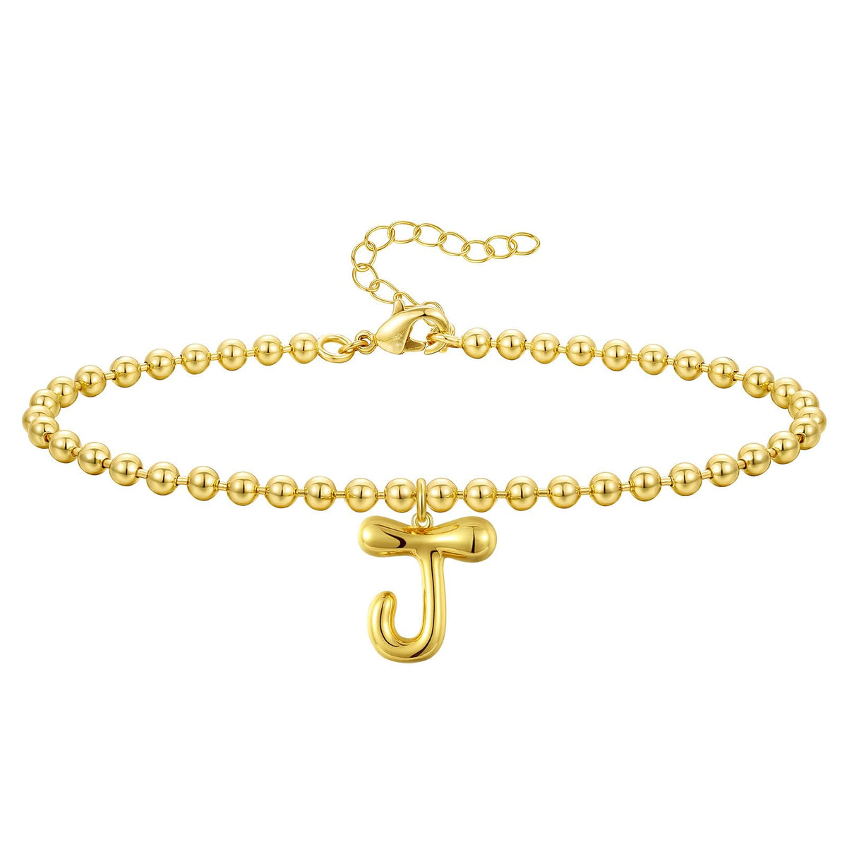 Gold Plated Beaded Initial Bracelets
