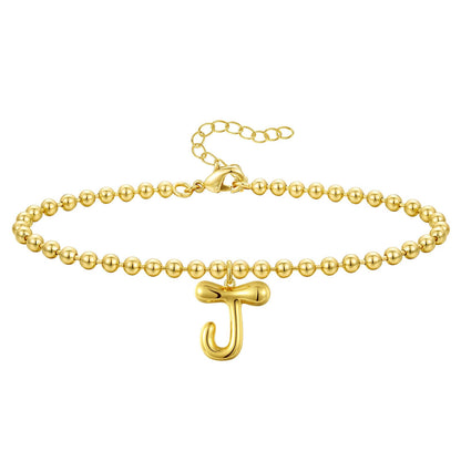 Gold Plated Beaded Initial Bracelets