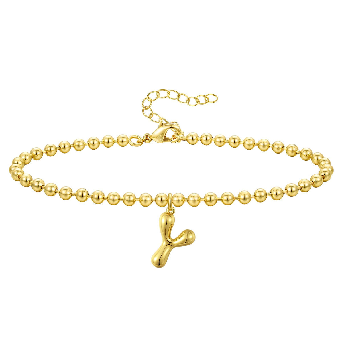 Gold Plated Beaded Initial Bracelets