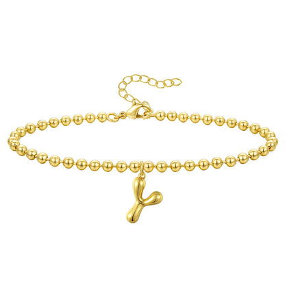 Gold Plated Beaded Initial Bracelets