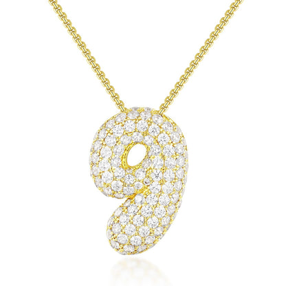 Bubble Number Pendant Necklaces