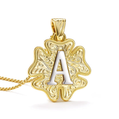Flower Pendant Initial Necklace