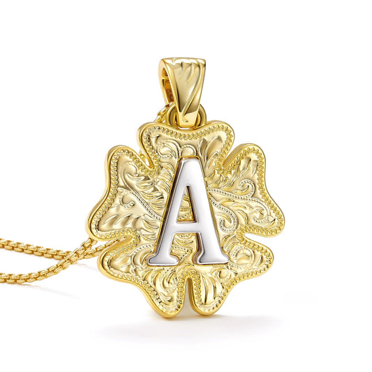 Flower Pendant Initial Necklace