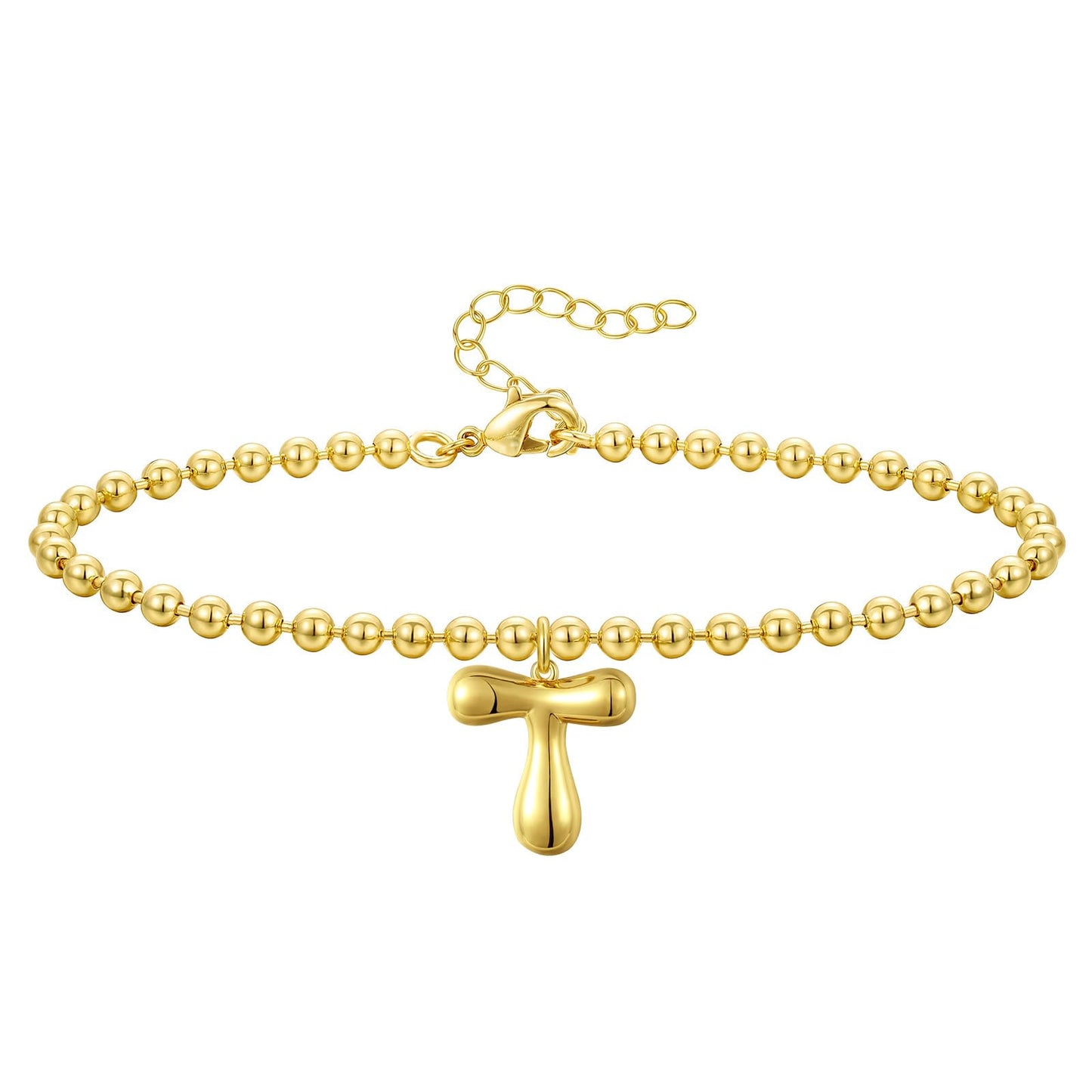 Gold Plated Beaded Initial Bracelets