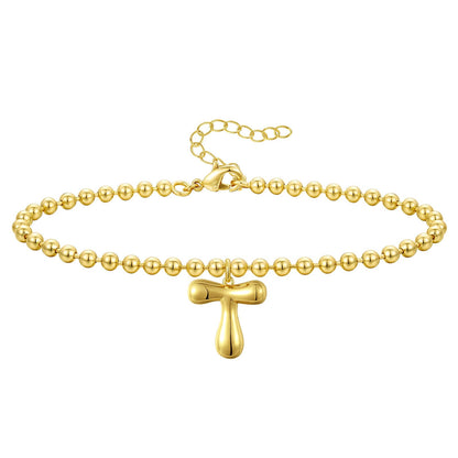 Gold Plated Beaded Initial Bracelets