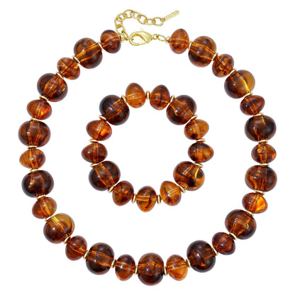 Chunky Translucent Resin Beaded Necklaces and Bracelet Set