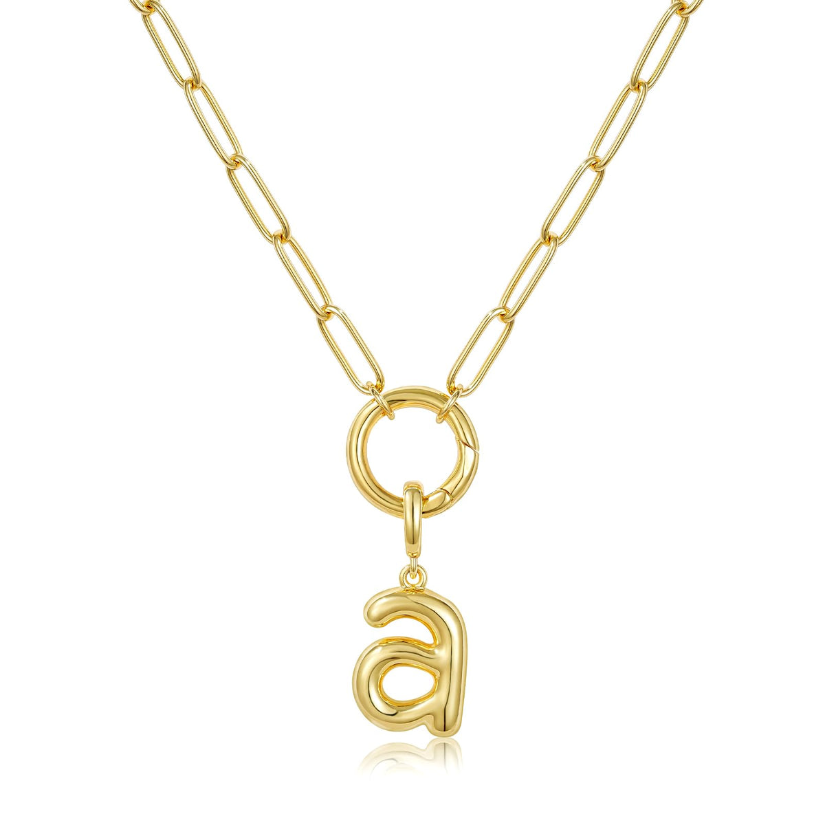 Gold Plated Initial Necklace with Removable Balloon Letter Pendant
