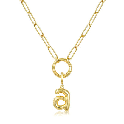 Gold Plated Initial Necklace with Removable Balloon Letter Pendant