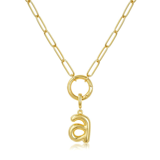Gold Plated Initial Necklace with Removable Balloon Letter Pendant