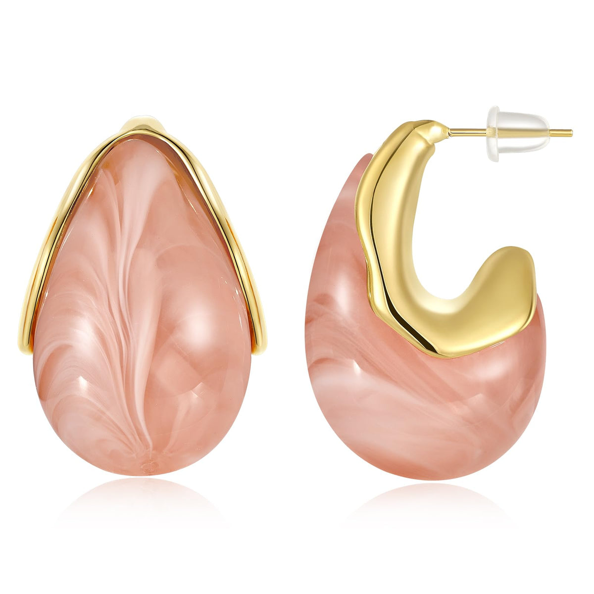 Acrylic Drop Earrings for Women, Chunky Resin Hoop