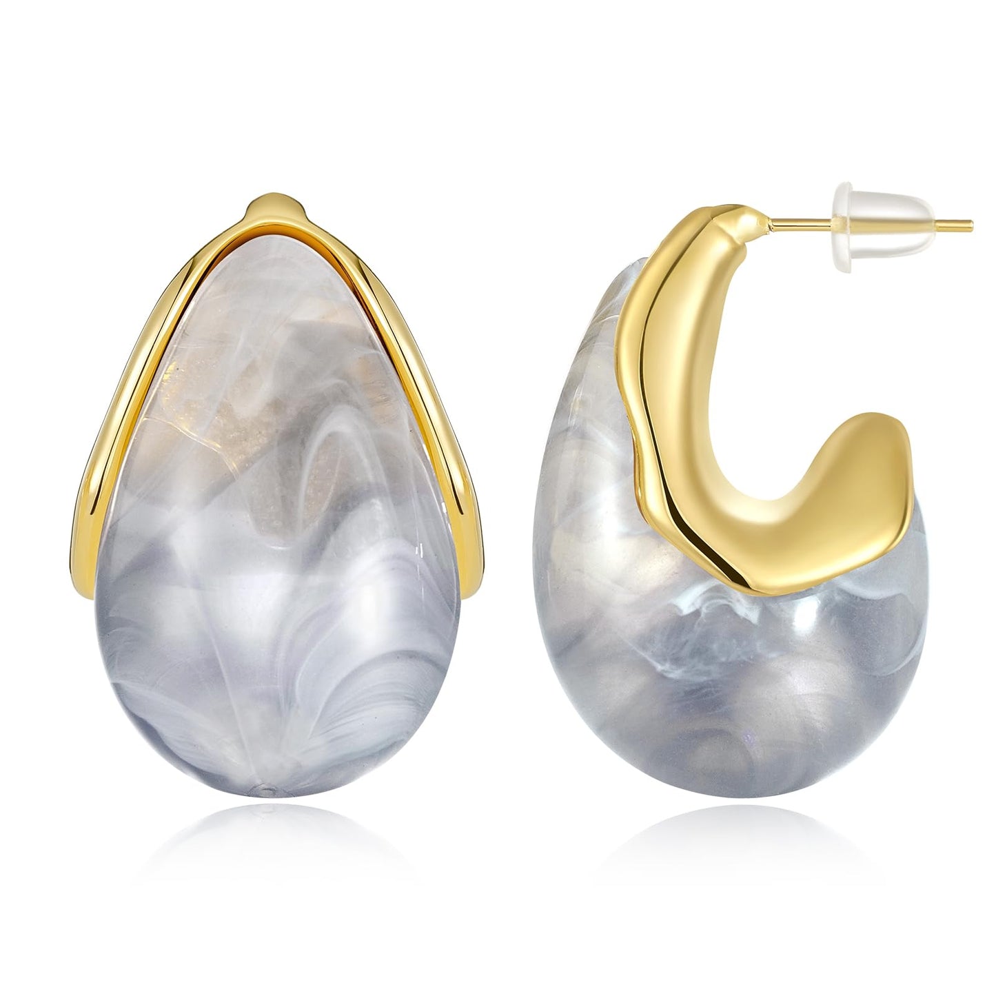 Acrylic Drop Earrings for Women, Chunky Resin Hoop