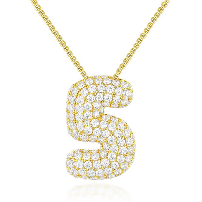Bubble Number Pendant Necklaces