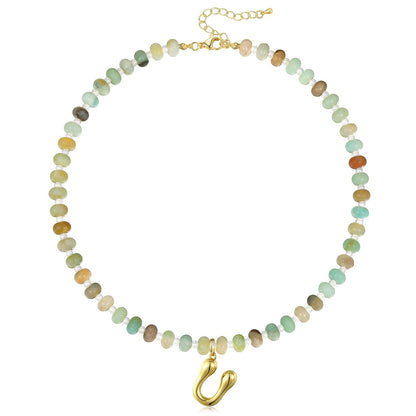 Colorful Beaded Bubble Letter Initial Necklace