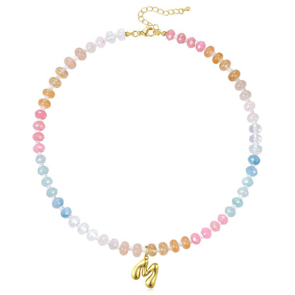 Colorful Beaded Bubble Letter Initial Necklace
