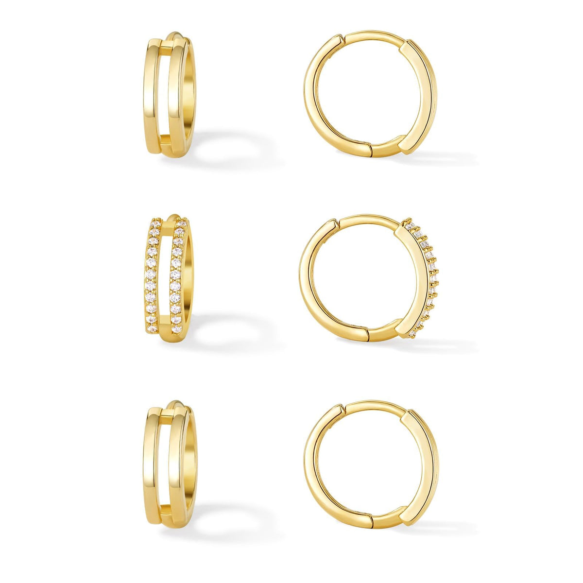 Gold Plated Huggie Earrings Set