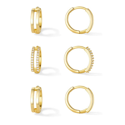 Gold Plated Huggie Earrings Set