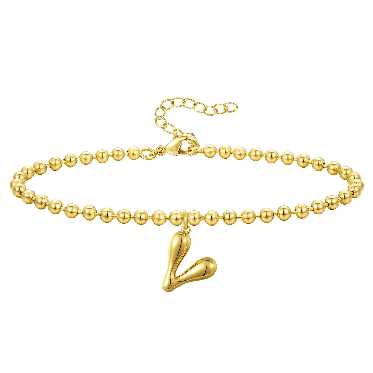 Gold Plated Beaded Initial Bracelets