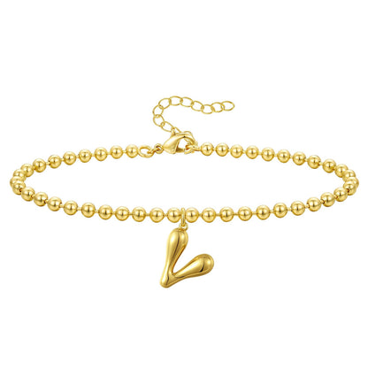 Gold Plated Beaded Initial Bracelets