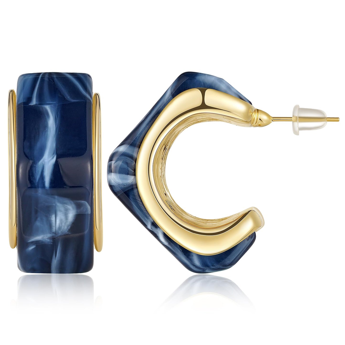Acrylic Drop Earrings for Women, Chunky Resin Hoop