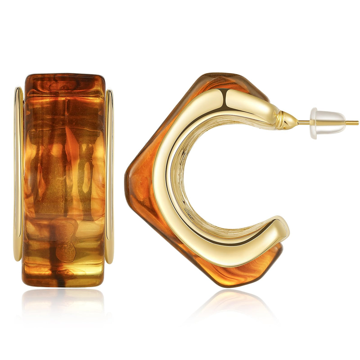 Acrylic Drop Earrings for Women, Chunky Resin Hoop