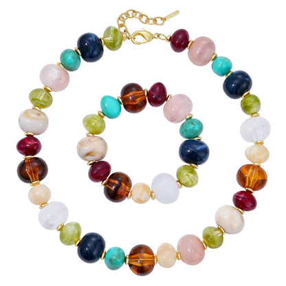 Chunky Translucent Resin Beaded Necklaces and Bracelet Set