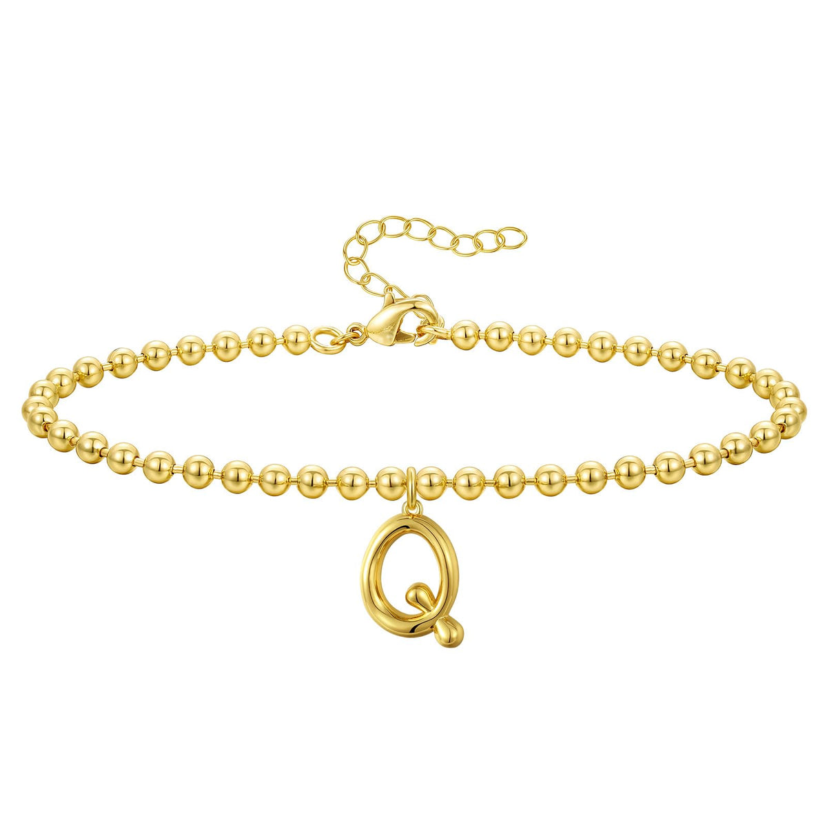 Gold Plated Beaded Initial Bracelets