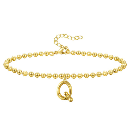 Gold Plated Beaded Initial Bracelets