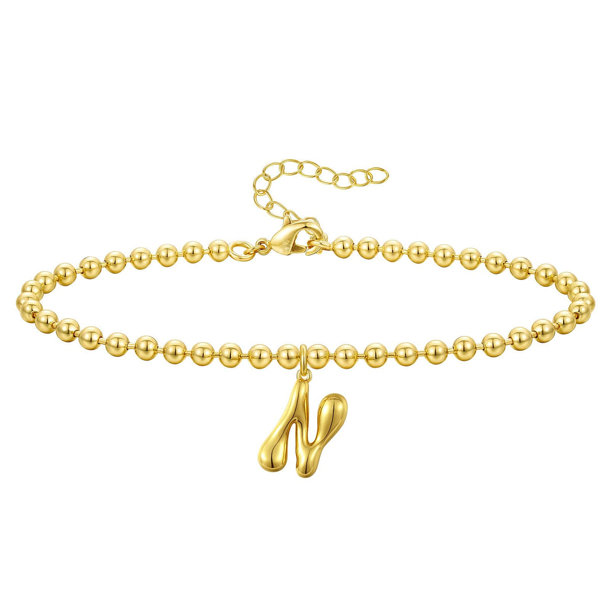 Gold Plated Beaded Initial Bracelets