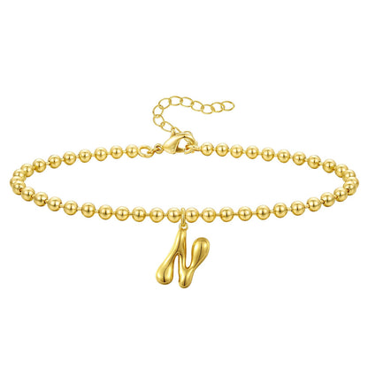 Gold Plated Beaded Initial Bracelets
