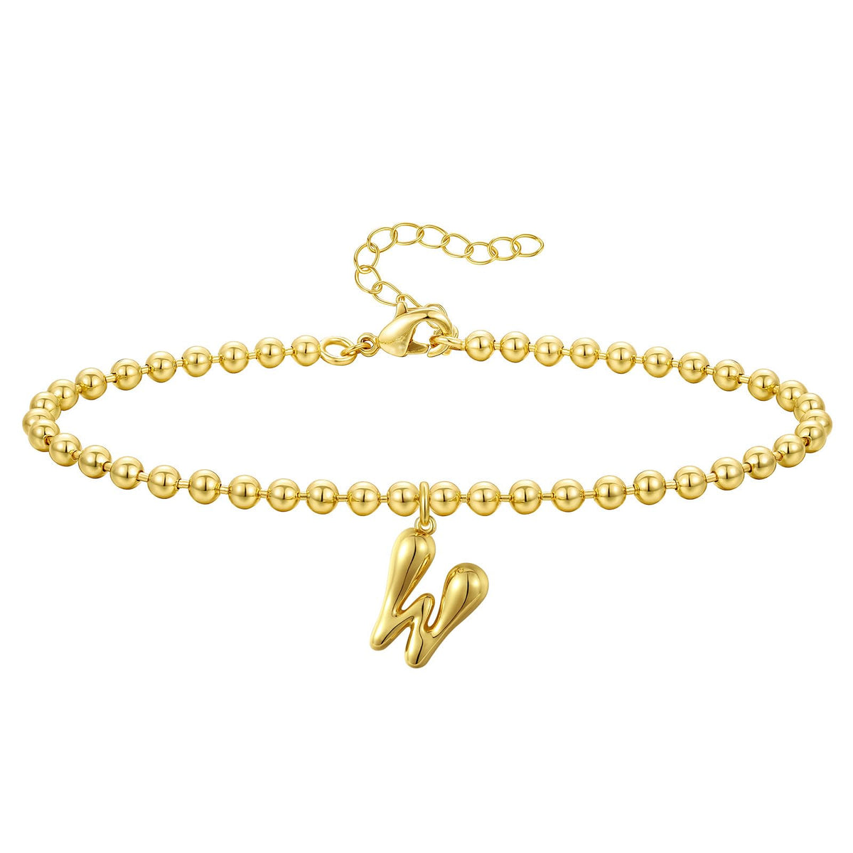 Gold Plated Beaded Initial Bracelets