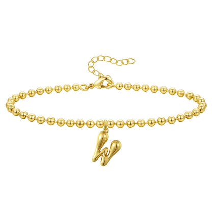 Gold Plated Beaded Initial Bracelets