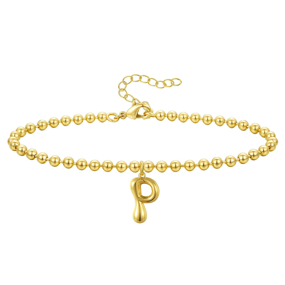 Gold Plated Beaded Initial Bracelets